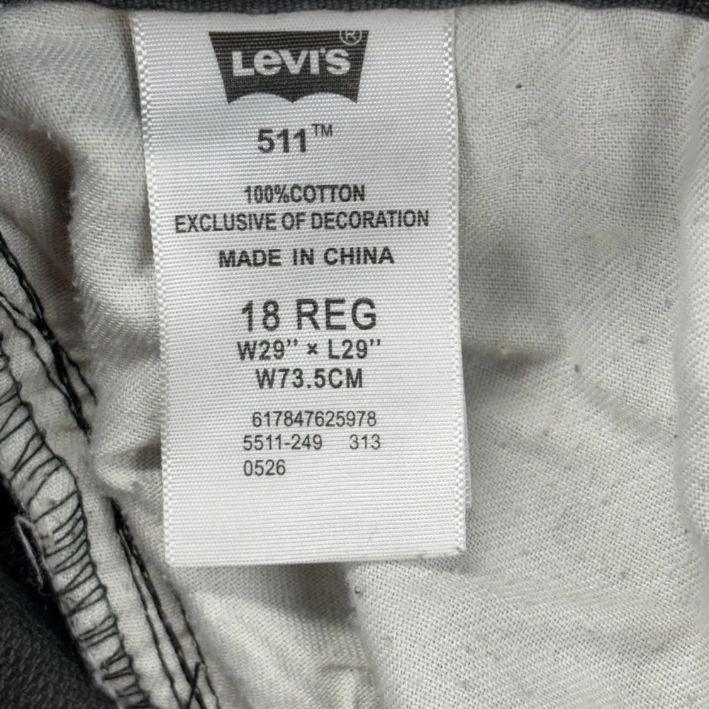 Levi's‎ 511 Slim Fit Boys Jeans corduroy 18 REG 29x29 Gray Straight School Play